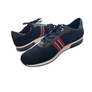 Ara Fusion4 Lace-Up Sneakers Black Mesh Suede Red White Stripes Size 8.5